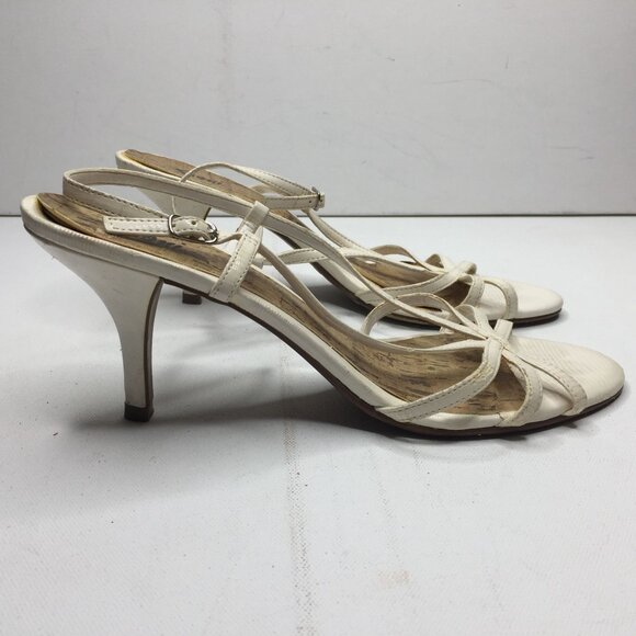 Fioni Womens White Heel Slingback Sandal 77534-10 Spring Summer Casual Size 10 - Picture 3 of 9